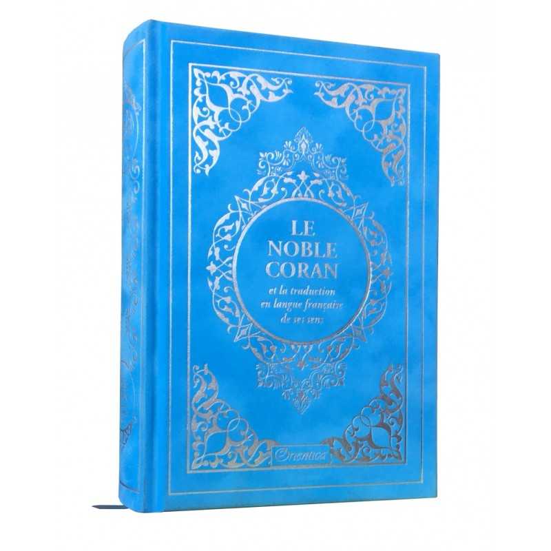 Le Noble Coran Bleu doré et la traduction en langue française de ses sens - couverture cartonnée en daim Orientica Coran 9782356359049 Librairie Musulmane Al-imen
