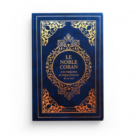 Le Noble Coran bleu foncé doré et la traduction en langue française de ses sens - couverture cartonnée en daim Orientica Coran 5430000288323 Librairie Musulmane Al-imen