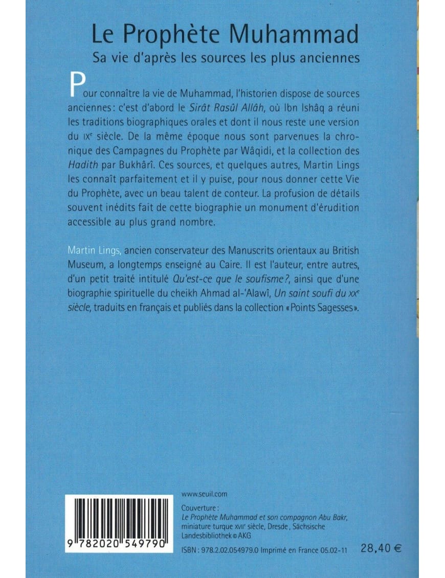 Le Prophète Muhammad - Sa vie d'après les sources les plus anciennes - Martin Lings - Sana Sana Livre > Islam > Biographie 9782020549790 Librairie Musulmane Al-imen