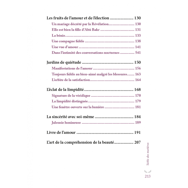 Aisha & Fatima - Les bien-aimées du Prophète ﷺ - Par Wajdân al-'Alî - Éditions Al-Hadîth - Sommaire