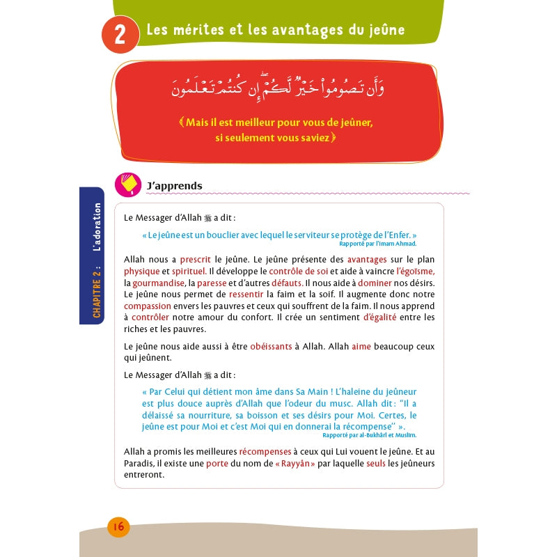 Arc-en-ciel 4 - Manuel d'enseignement des bases de l'Islam - Editions Al-Hadîth - Jeûne