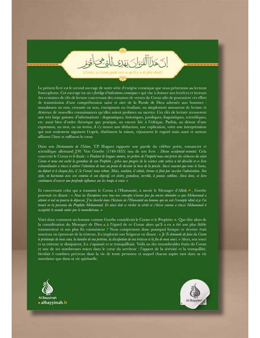 Florilège d’indications coraniques : plus de 1600 clés de lecture significatives - Cheikh as-Sa'di - Al Bayyinah Al-Bayyinah Livre sur le Coran Tafsir 9782385552992 Librairie Musulmane Al-imen