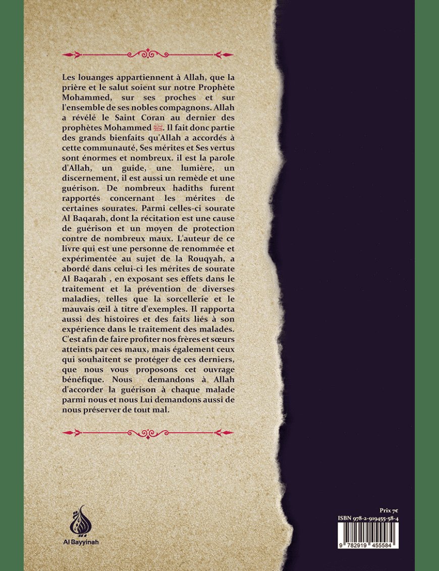 La guérison par le Coran, se soigner avec sourate Al-Baqarah - Al Bayyinah Al-Bayyinah Livre > Islam > Tawhid / Aqidah (Croyance) 9782492027406 Librairie Musulmane Al-imen