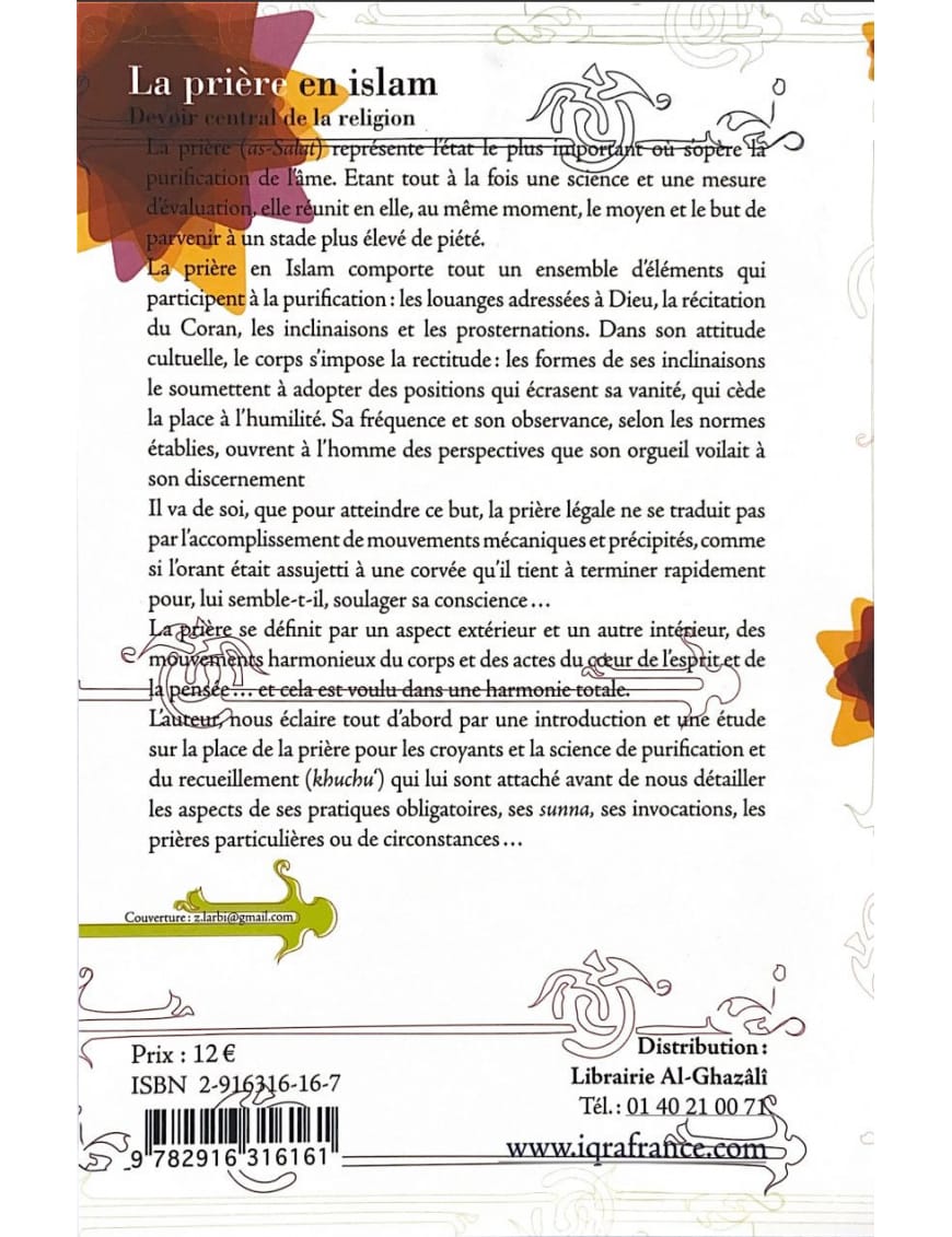 La prière en islam - devoir central de la religion - Tahar Gaid - Éditions Iqra Iqra Livres > Islam > Apprendre l'Arabe 9782916316161 Librairie Musulmane Al-imen