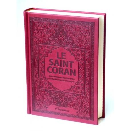 Le Saint Coran - Arabe / Français / Phonétique - Couverture cuir de couleur Bordeaux Al - imen