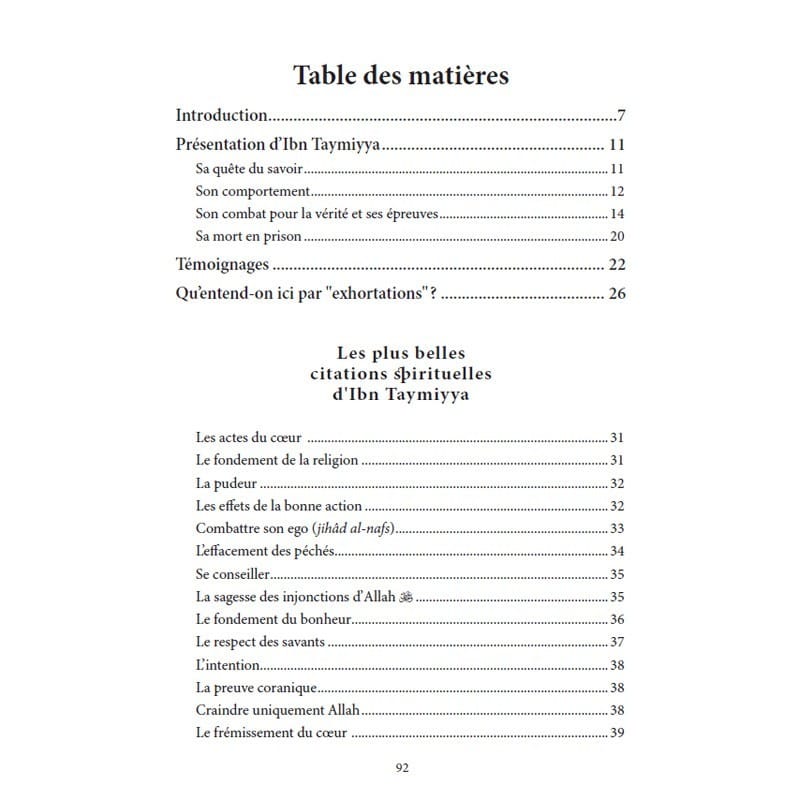 Les plus belles citations spirituelles d'Ibn Taymiyya - Sâlih Ahmad Al-Shâmî - éditions Al-Hadîth Al-Hadîth Livre > Islam 9782875452269 Librairie Musulmane Al-imen
