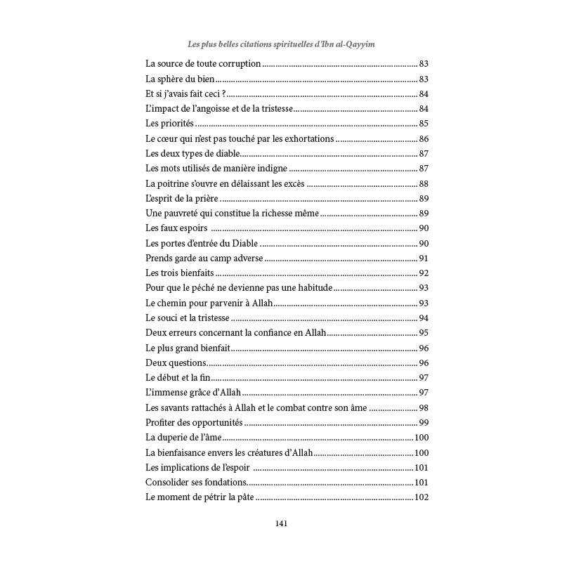 Les plus belles citations spirituelles d'Ibn Al-Qayyim Al-Hadîth Livre > Islam > Foi et Spiritualité 9782875452290 Librairie Musulmane Al-imen