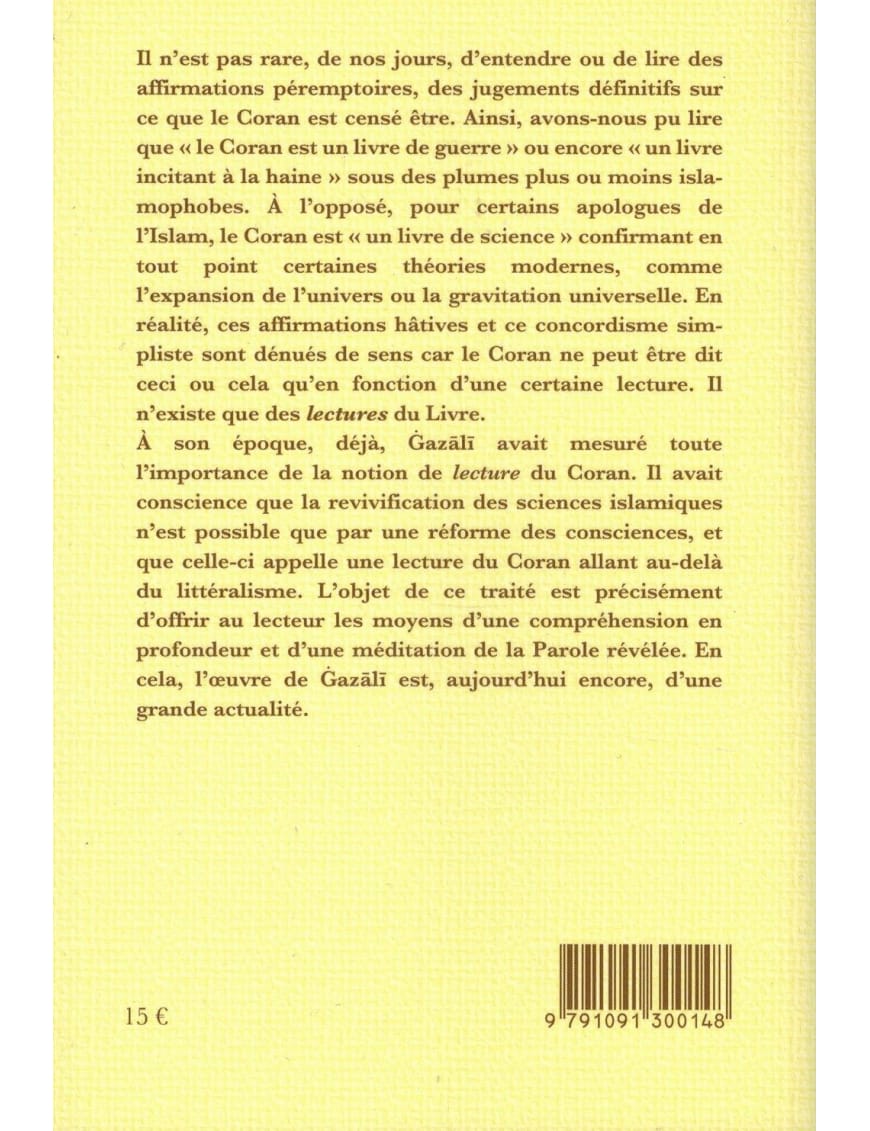 Lire et Comprendre Le Coran - Abû Hamîd Al-Ghazâlî - Editions Tasnîm - Éditions Iqra Iqra Livres > Islam > Introduction ou Nouveau Converti 9782848623801 Librairie Musulmane Al-imen