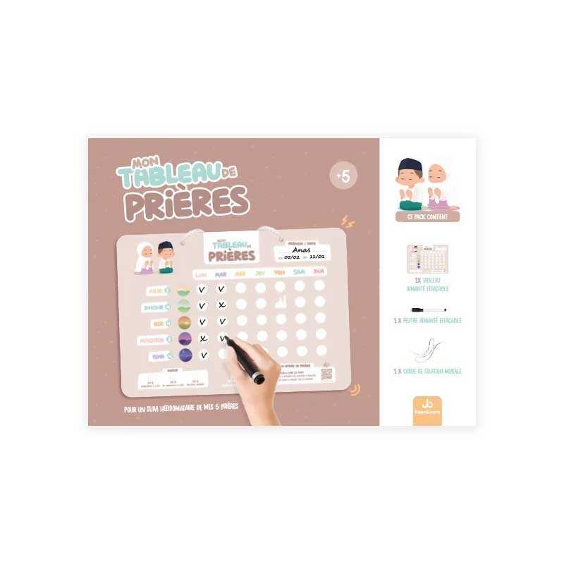 Mon tableau de prières - Pour un suivi hebdomadaire de mes 5 prières DeeniLearn Jeu Islam Librairie Musulmane Al-imen