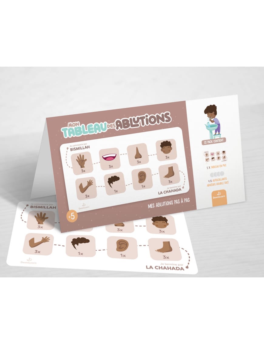Mon tableau des ablutions Beige – Mes ablutions pas à pas - DeeniLearn - DeeniLearn DeeniLearn Livre Islam Enfant 9782931241158 Librairie Musulmane Al-imen