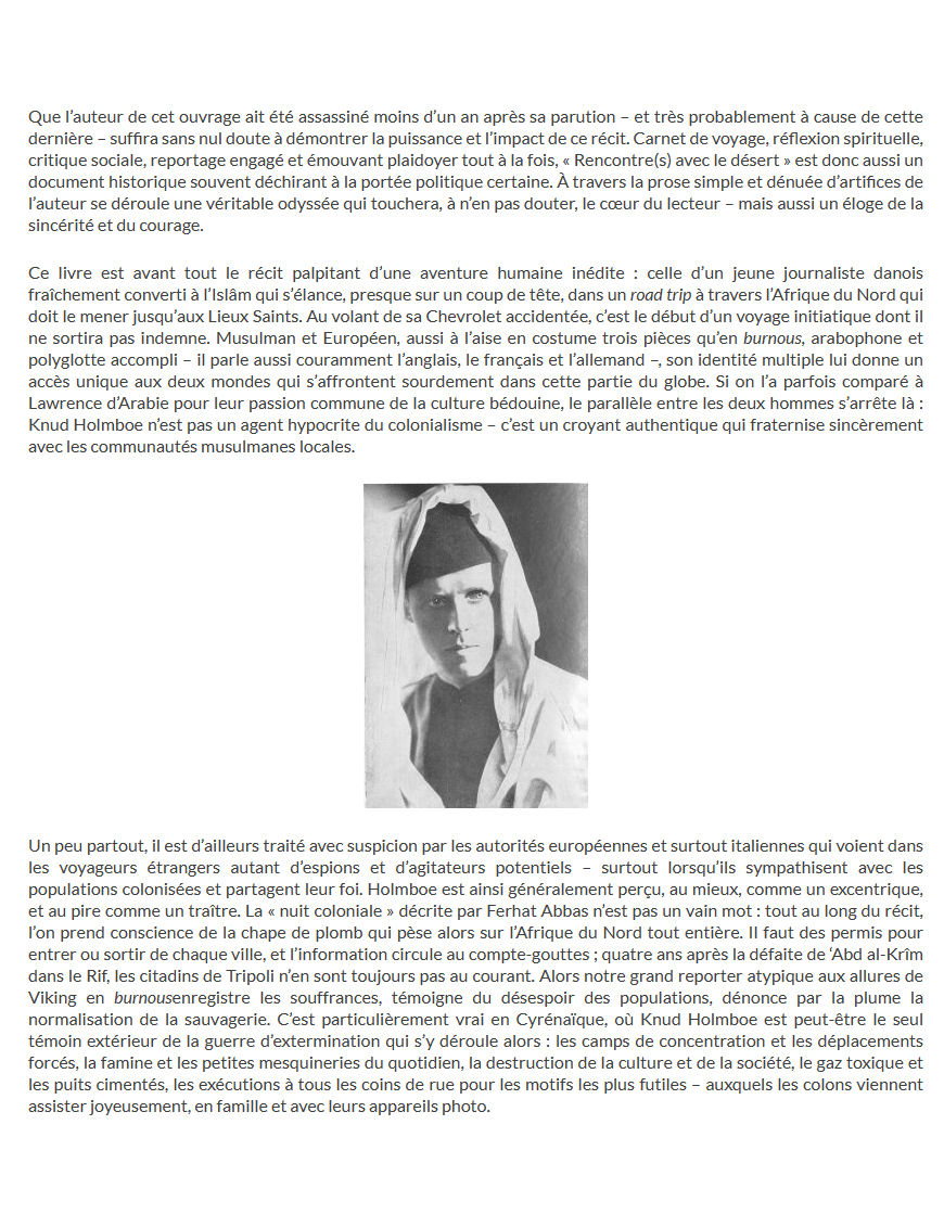 Rencontre(s) avec le Désert - Knud Holmboe - Éditions Ribât - Éditions Ribât