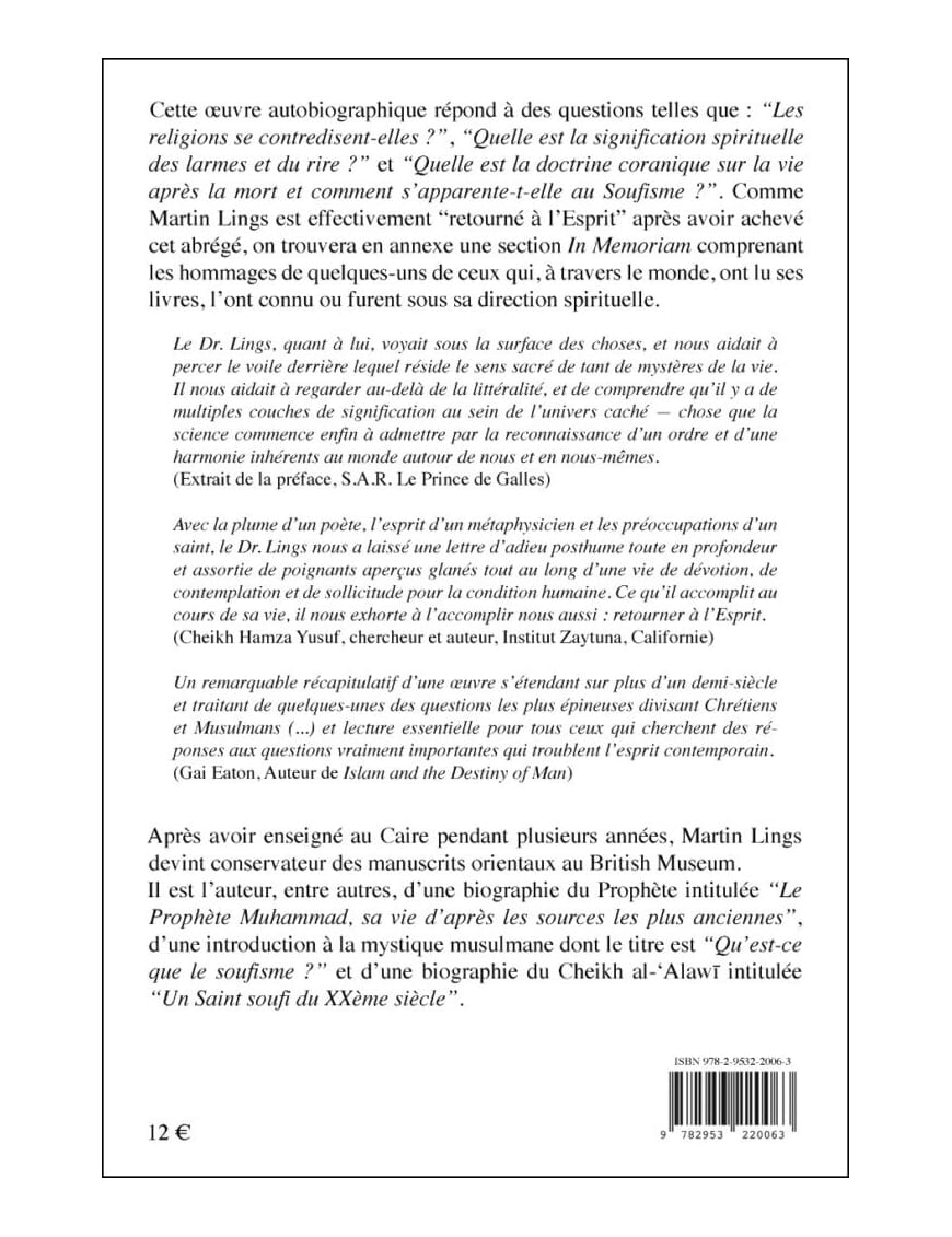 Retour à l'esprit - questions et réponses - Martin Lings - Tasnim - Éditions Tasnîm Tasnîm Livre > Islam > Essai 9782953220063 Librairie Musulmane Al-imen